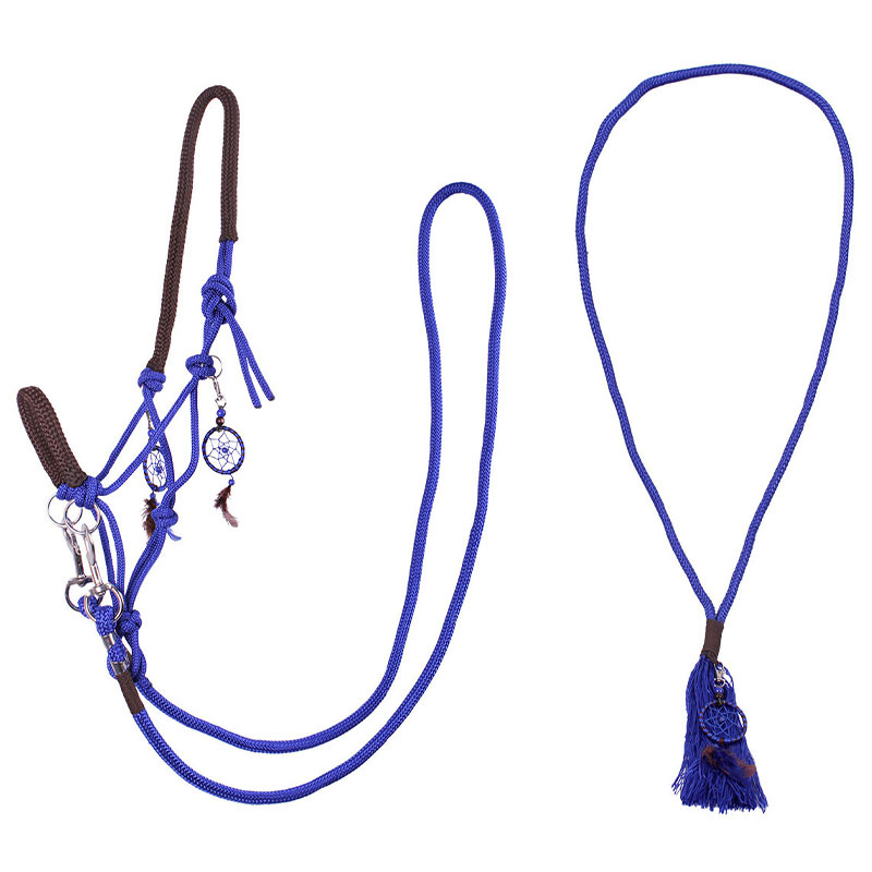 Rope Halter with Reins Combi Liberty Blue