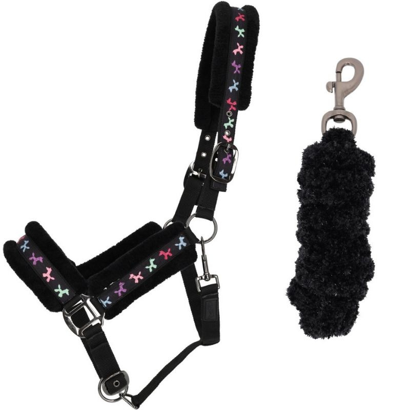 Halter and Lead Rope Isalyn Unicorn Black