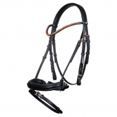 Bridle with Reins Glamour Style Black/0Rose Gold