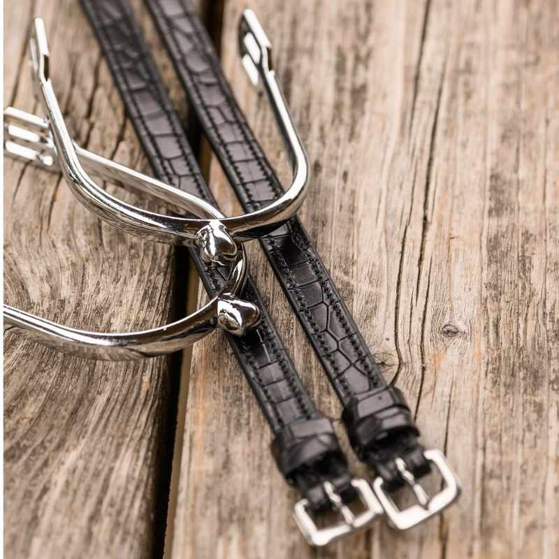 Spur Straps Croco Embossing Black