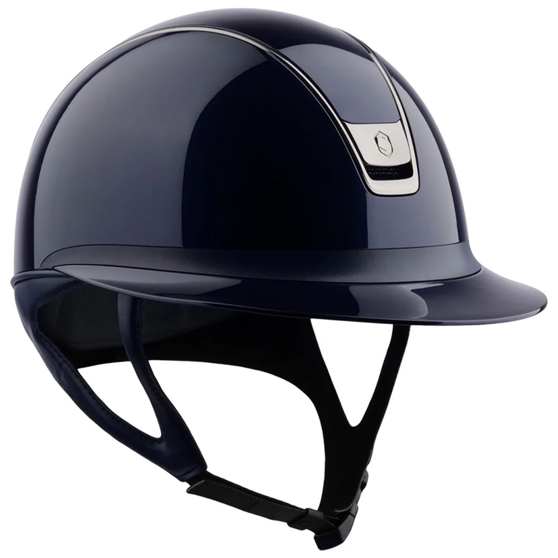 Riding Helmet Miss Shield Glossy 2.0 Black Chrome Navy Blue