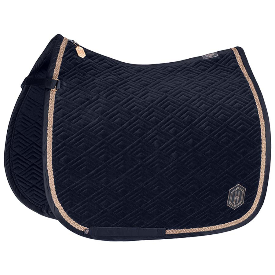 Dressage Saddle Pad Velvet Emblem Heritage Navy Blue