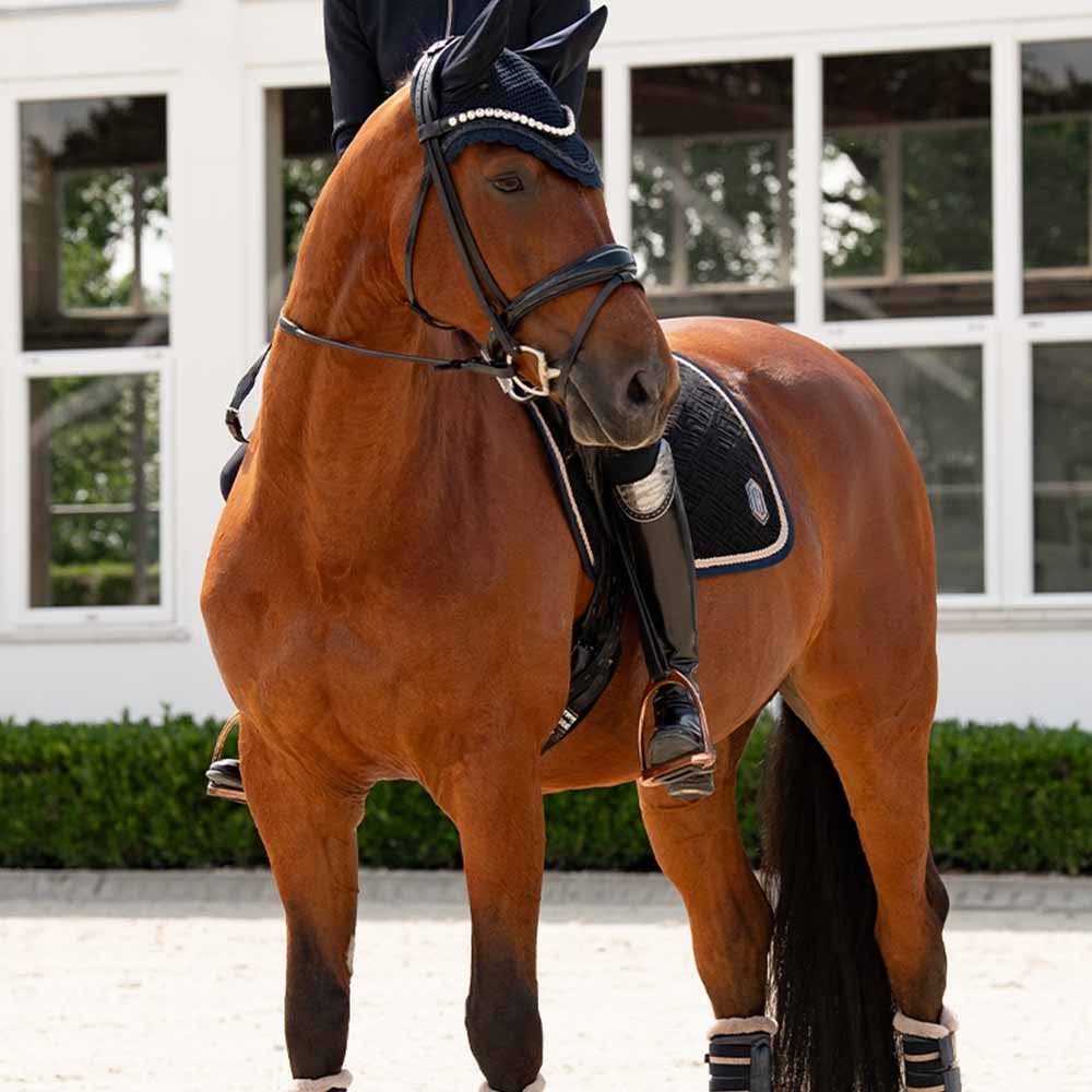 Dressage Saddle Pad Velvet Emblem Heritage Navy Blue