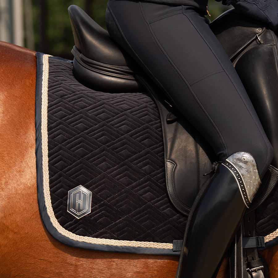 Dressage Saddle Pad Velvet Emblem Heritage Navy Blue
