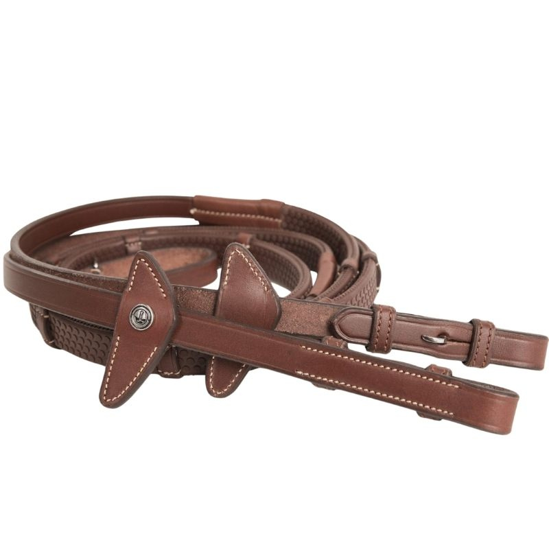 Rubber Reins with Stoppers Eccelente Brown