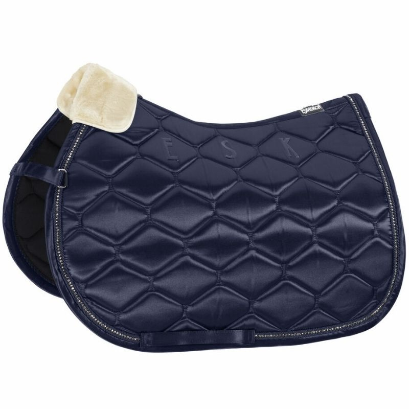 Saddle Pad Satin Crystal Navy Blue