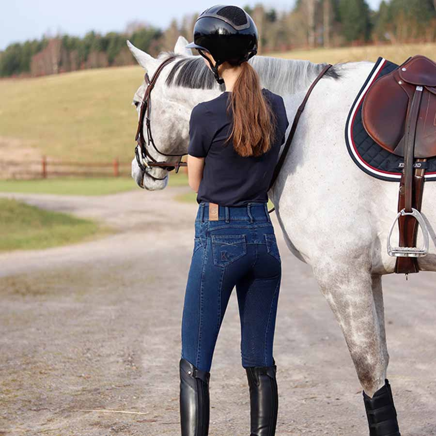 Riding Breehes KLKayce Denim Full Grip Dark Denim