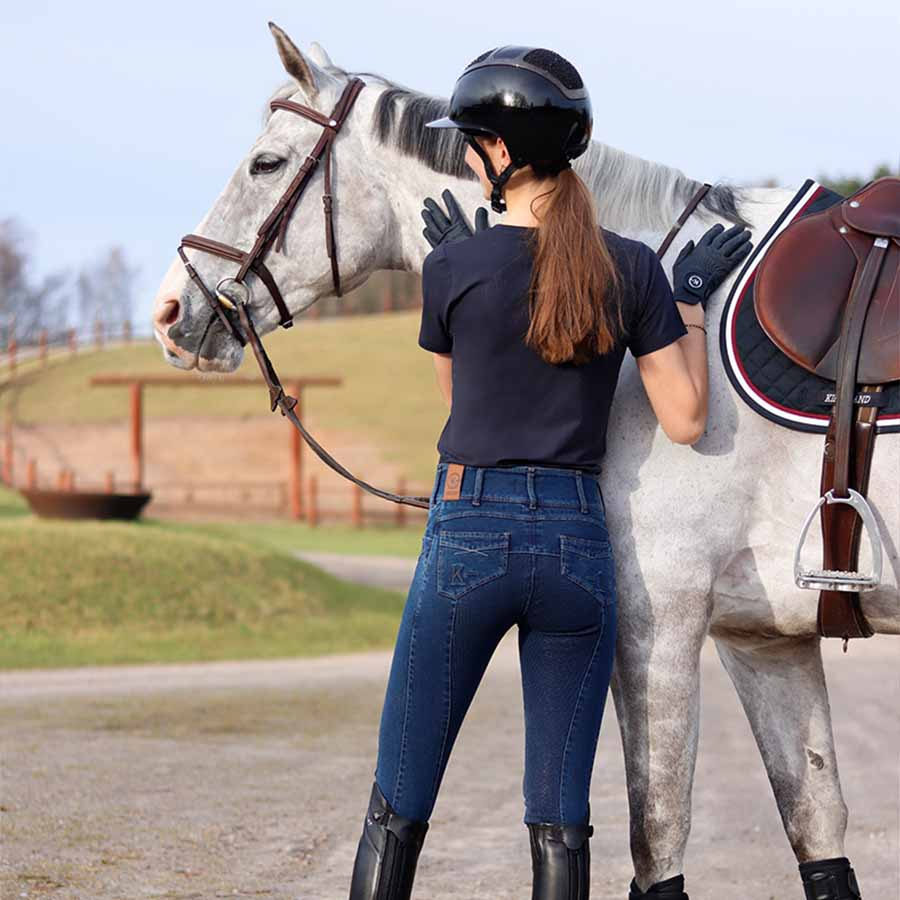 Riding Breehes KLKayce Denim Full Grip Dark Denim