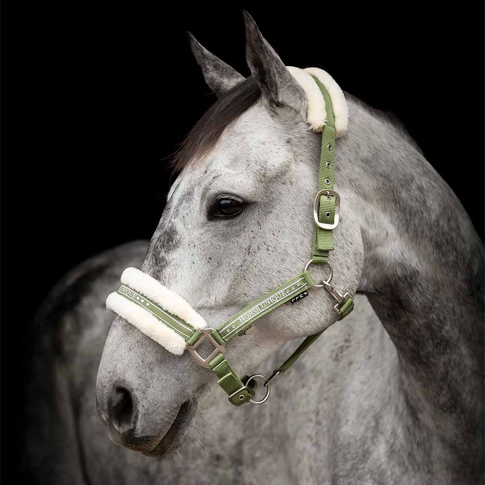 Halter with Fleece Olive Green/Natural