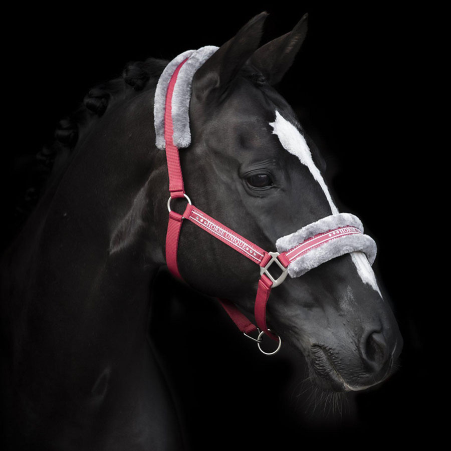 Halter with Fleece Red/Grey