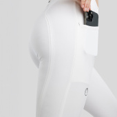 Riding Breeches MoZida Refined Gun Metal Crystals Knee Grip White Riding Breeches MoZida Refined Gun Metal Crystals Knee Grip White