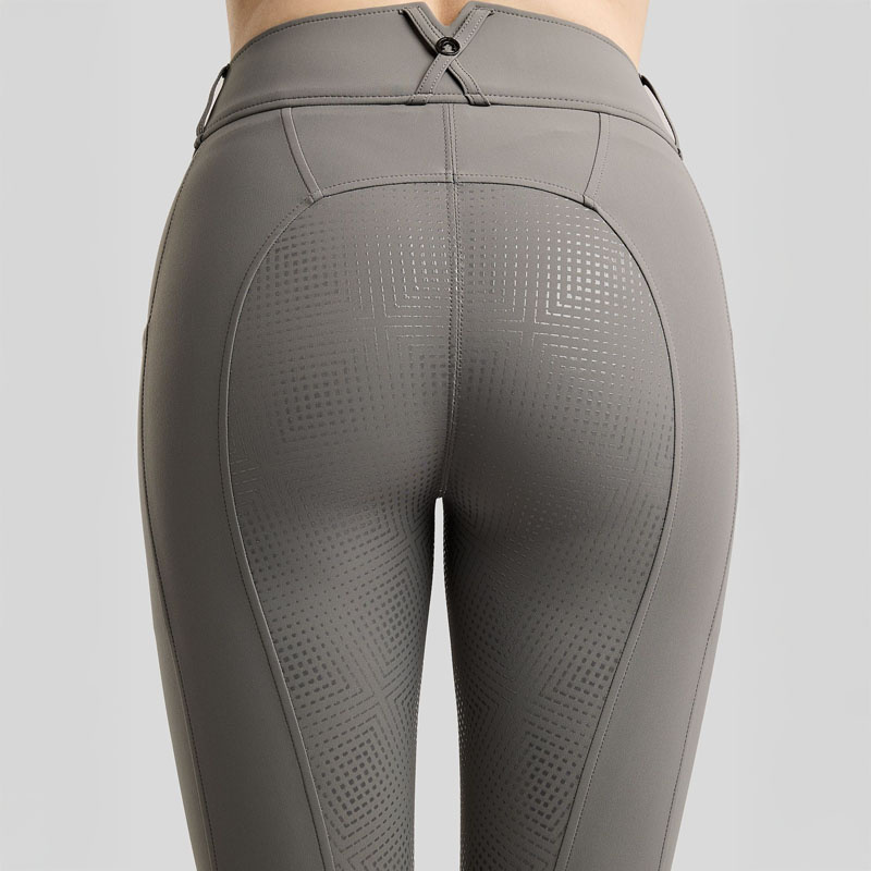 Riding Breeches MoZida Refined Gun Metal Crystals Full Grip Grey