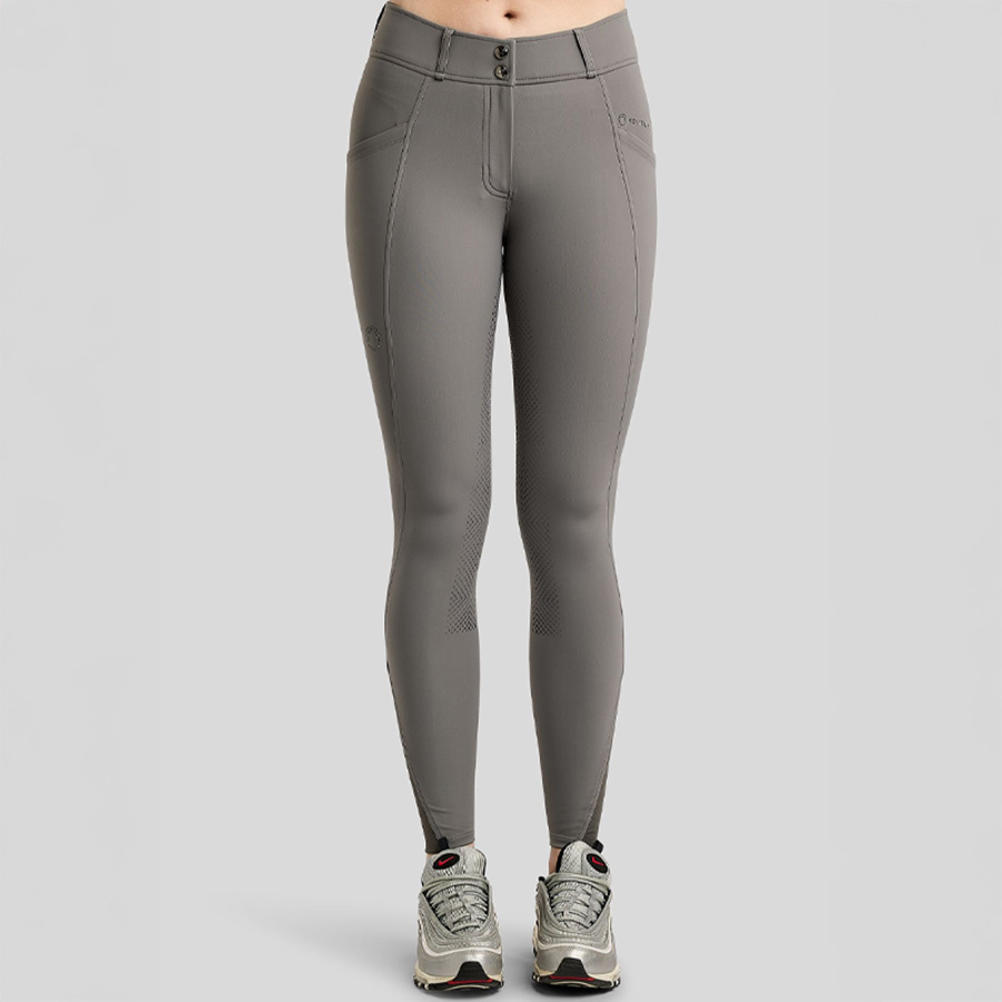 Riding Breeches MoZida Refined Gun Metal Crystals Full Grip Grey