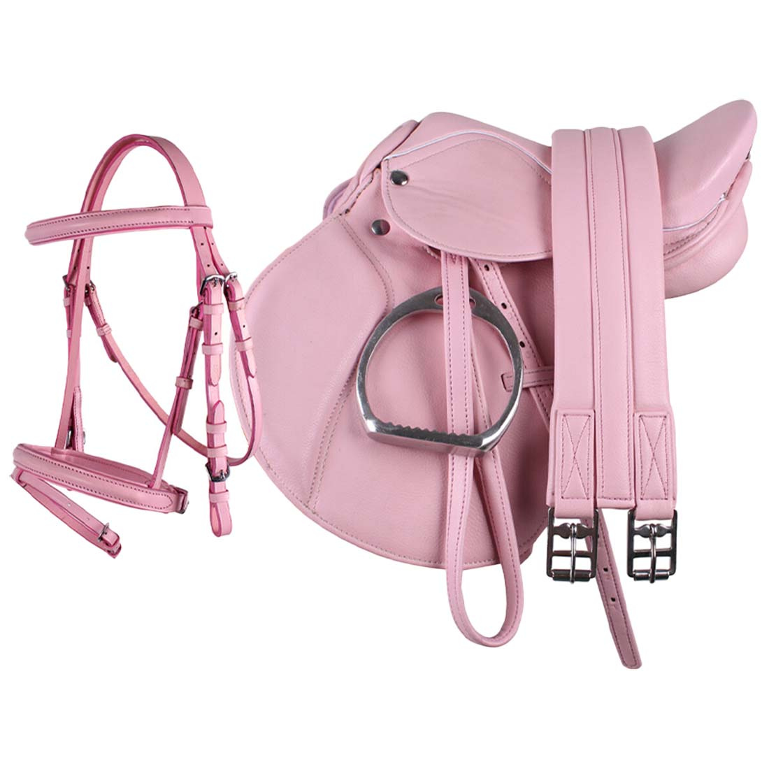 Complete Saddle + Bridle Set Light Pink