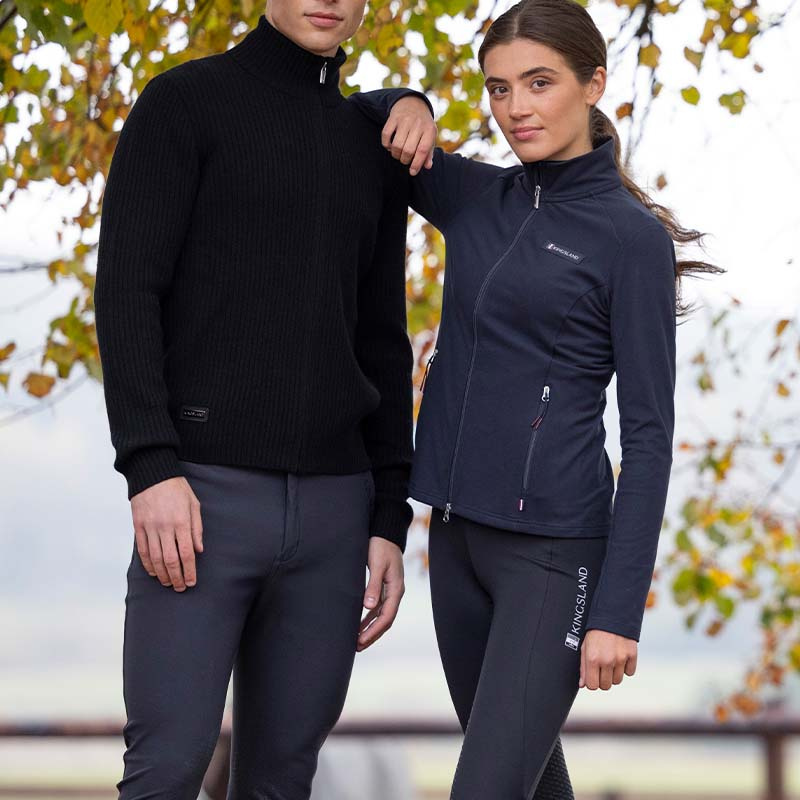 Winter Riding Tights Classic Brushed Full Grip Navy Blue