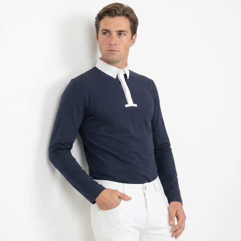 Competition Shirt Men Classic Long Sleeve Navy Blue
