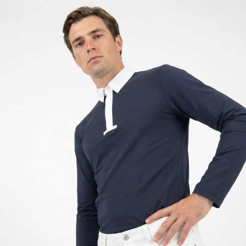 Competition Shirt Men Classic Long Sleeve Navy Blue