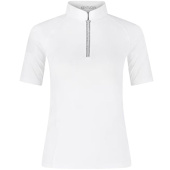 Competition Top Classic Glitter Zipper Short Sleeve White Competition Top Classic Glitter Zipper Short Sleeve White