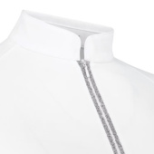 Competition Top Classic Glitter Zipper Short Sleeve White Competition Top Classic Glitter Zipper Short Sleeve White