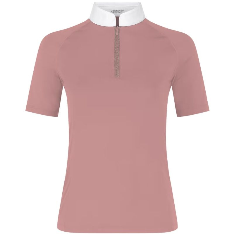 Competition Top Classic Glitter Zipper Short Sleeve Old Pink