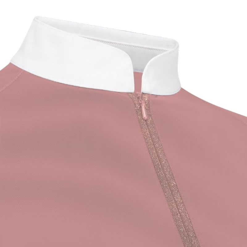 Competition Top Classic Glitter Zipper Short Sleeve Old Pink