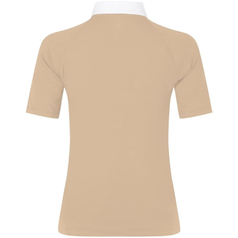 Competition Top Classic Glitter Zipper Short Sleeve Beige