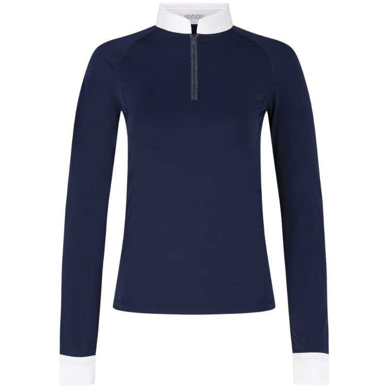 Competition Top Classic Glitter Zipper Long Sleeve Navy Blue