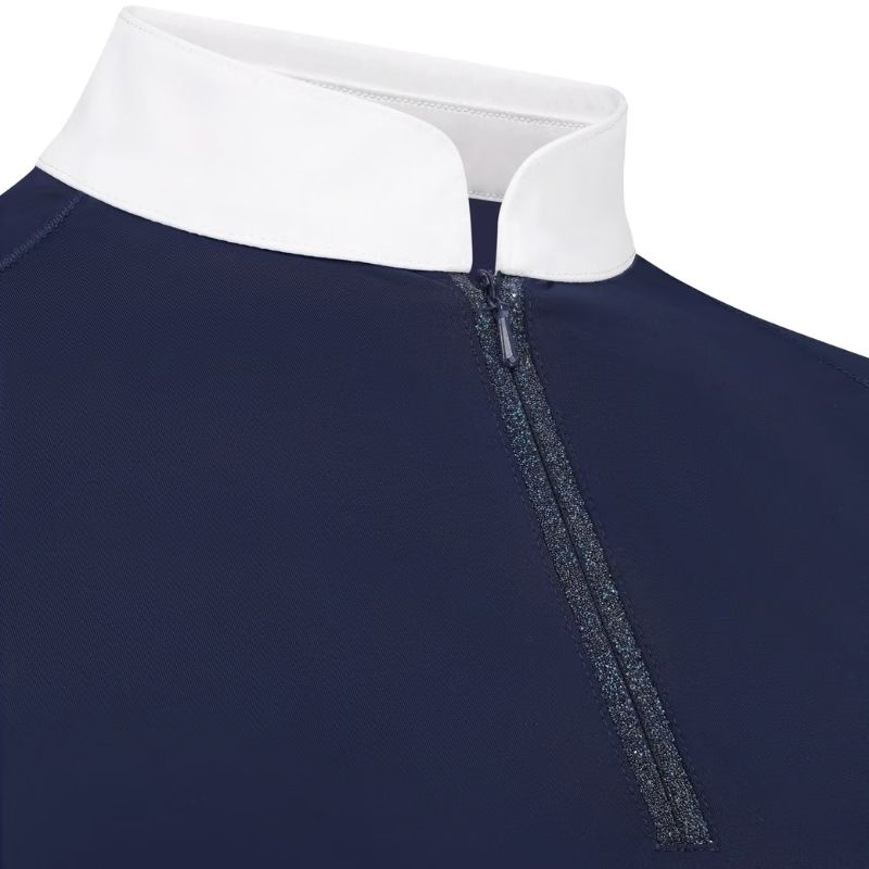 Competition Top Classic Glitter Zipper Long Sleeve Navy Blue