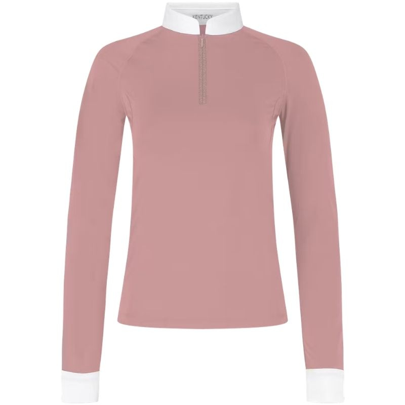Competition Top Classic Glitter Zipper Long Sleeve Old Pink