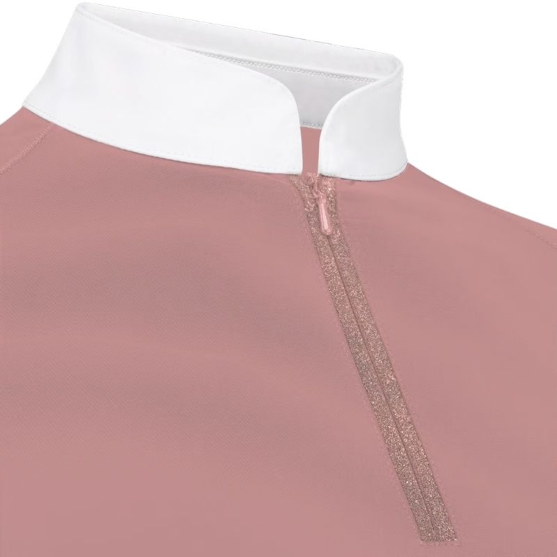 Competition Top Classic Glitter Zipper Long Sleeve Old Pink