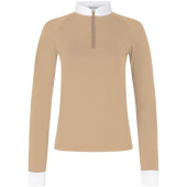 Competition Top Classic Glitter Zipper Long Sleeve Beige Competition Top Classic Glitter Zipper Long Sleeve Beige