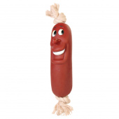 Dog Toy Sausage on Rope Red/Natural