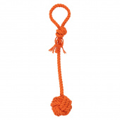 Dog Toy Rope Ball with Handle Orange