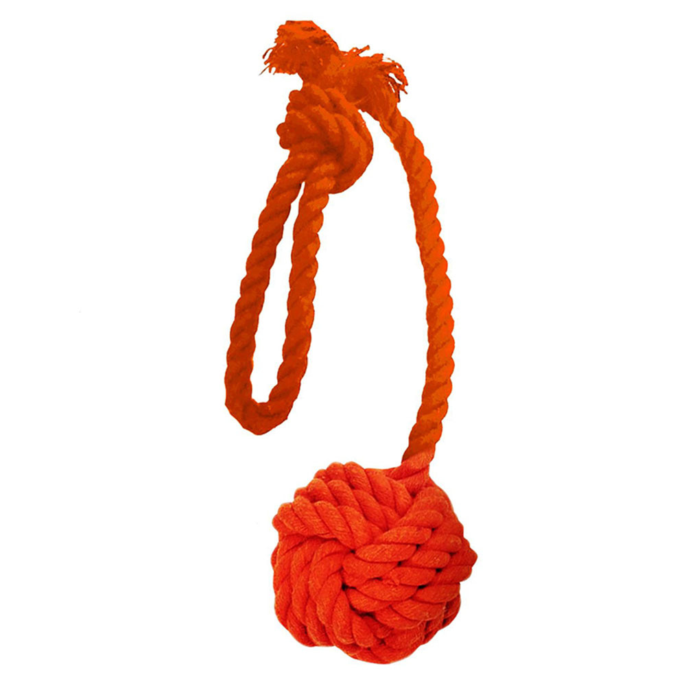 Dog Toy Rope Ball with Handle Orange