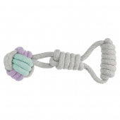 Dog Toy Junior Rope Ball with 0Handle Grey/Turquoise/Purple