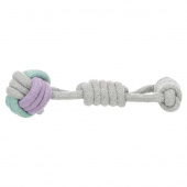 Dog Toy Junior Rope Ball with 0Handle Grey/Turquoise/Purple