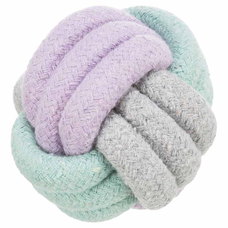 Dog Toy Junior Rope Ball Grey/Turquoise/Purple