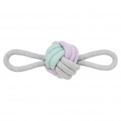Dog Toy Junior Rope Ball with 2 0Loops Grey/Turquoise/Purple