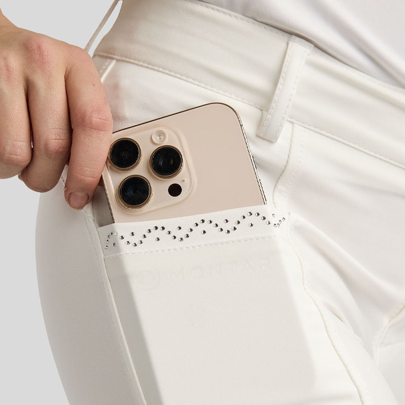 Riding Breeches Kids/Junior Crystals Full Grip White