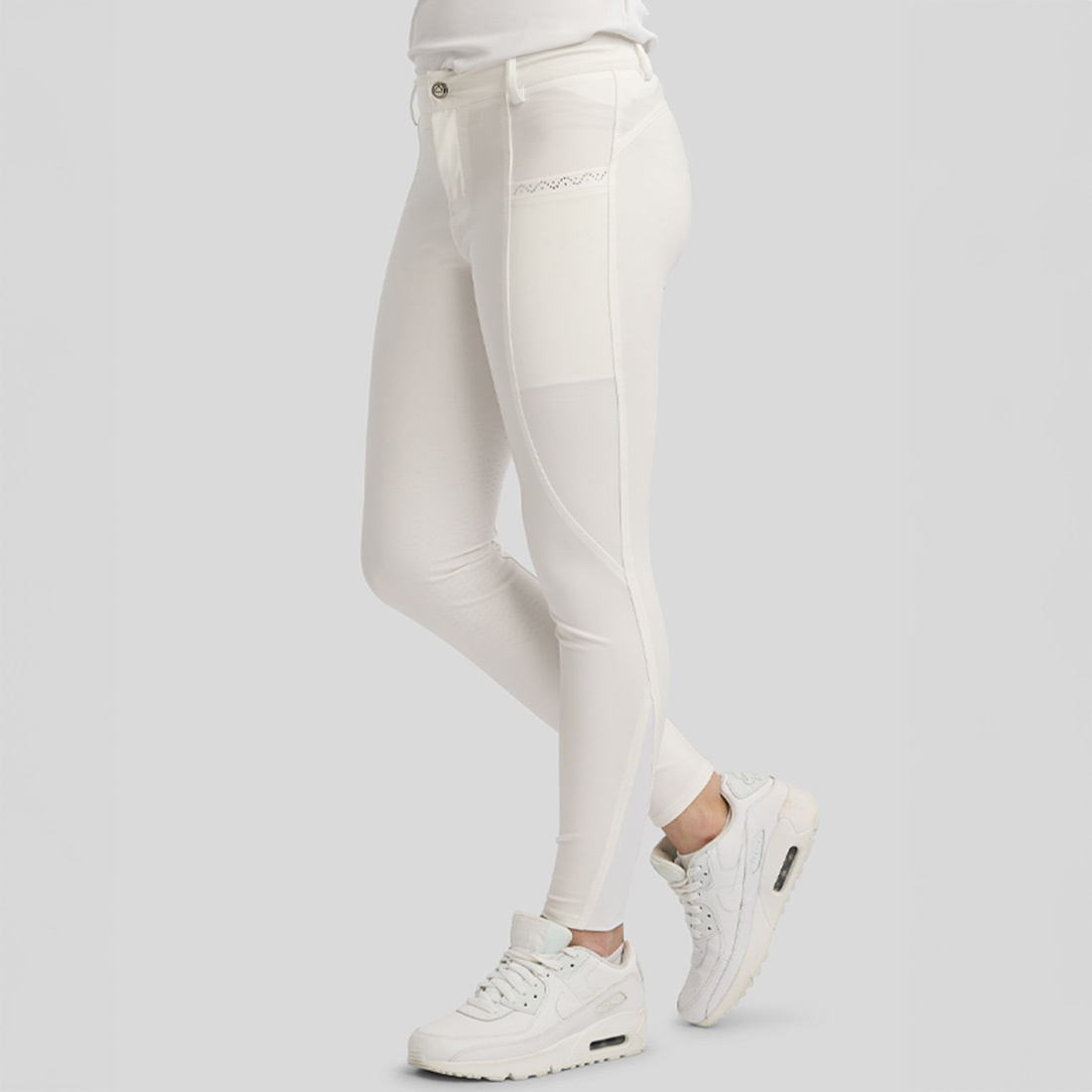 Riding Breeches Kids/Junior Crystals Full Grip White