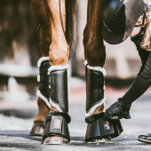 Brushing Boots Leather Front Black Brushing Boots Leather Front Black