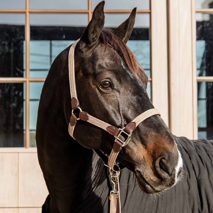 Halter Plaited Nylon Beige