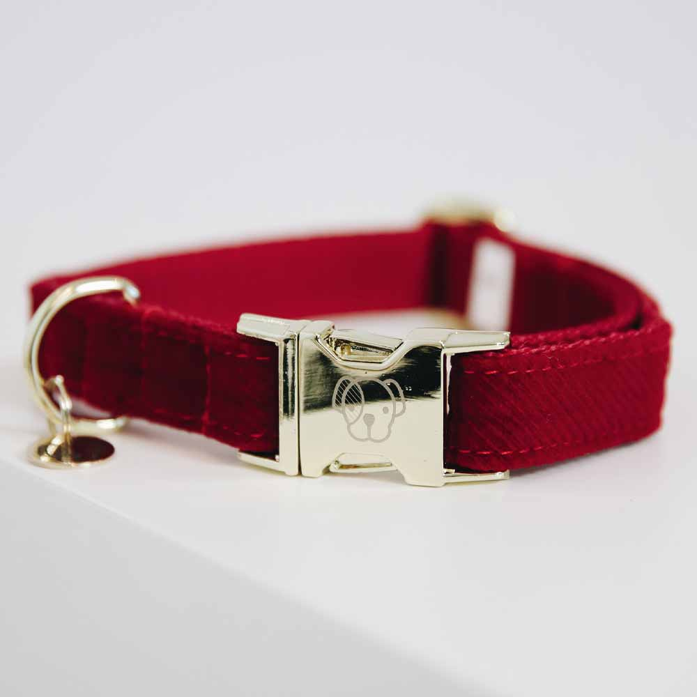 Dog Collar Corduroy Red