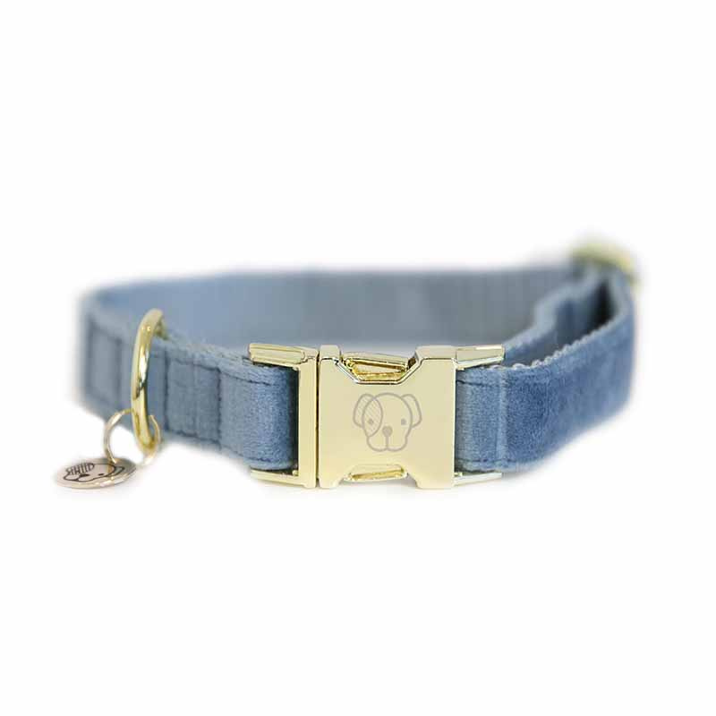 Dog Collar Velvet Light Blue
