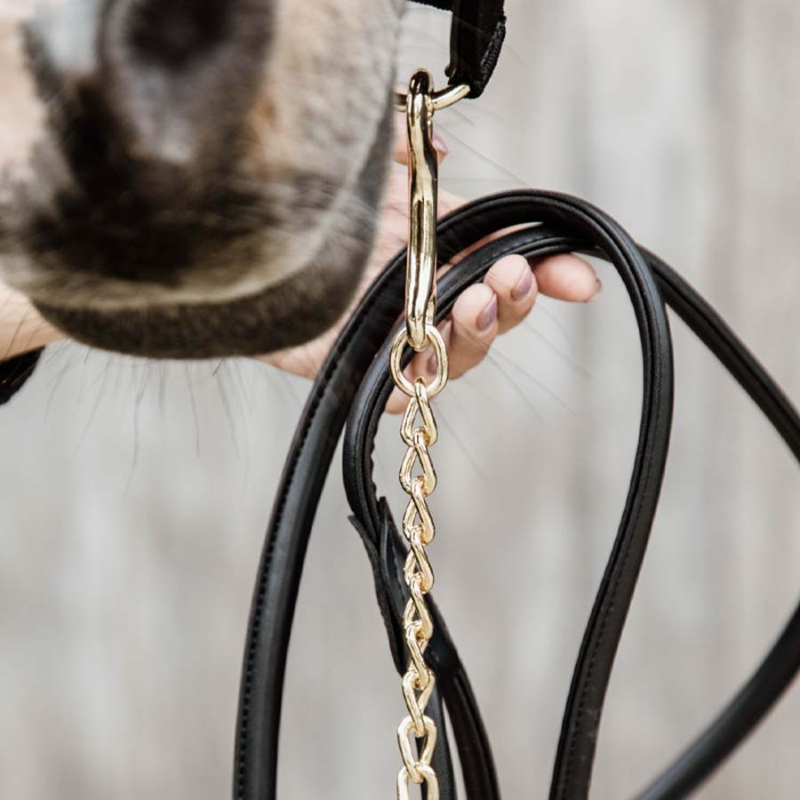 Chain Halter Artificial Leather Black