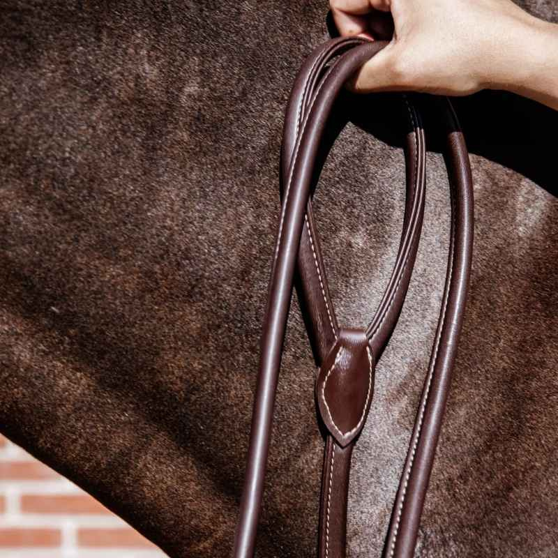 Artificial Leather Lead with Chain Brown