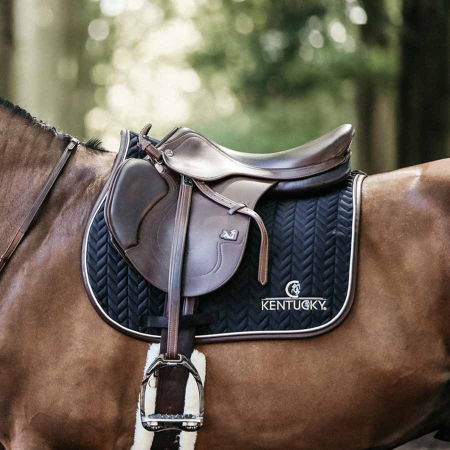 Saddle Pad Leather Fishbone Black