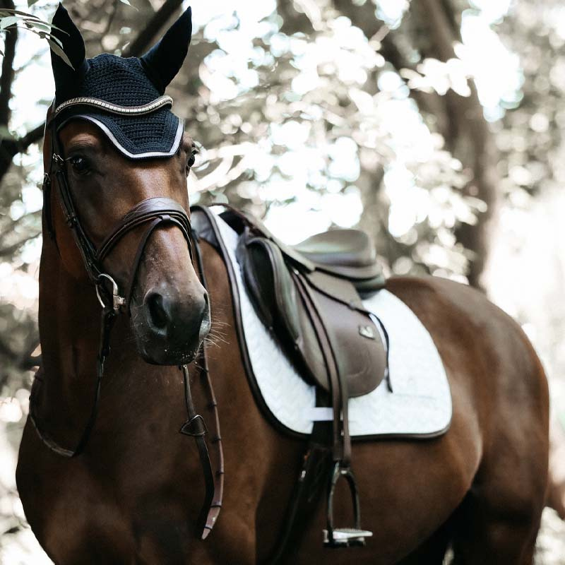 Saddle Pad Leather Fishbone White