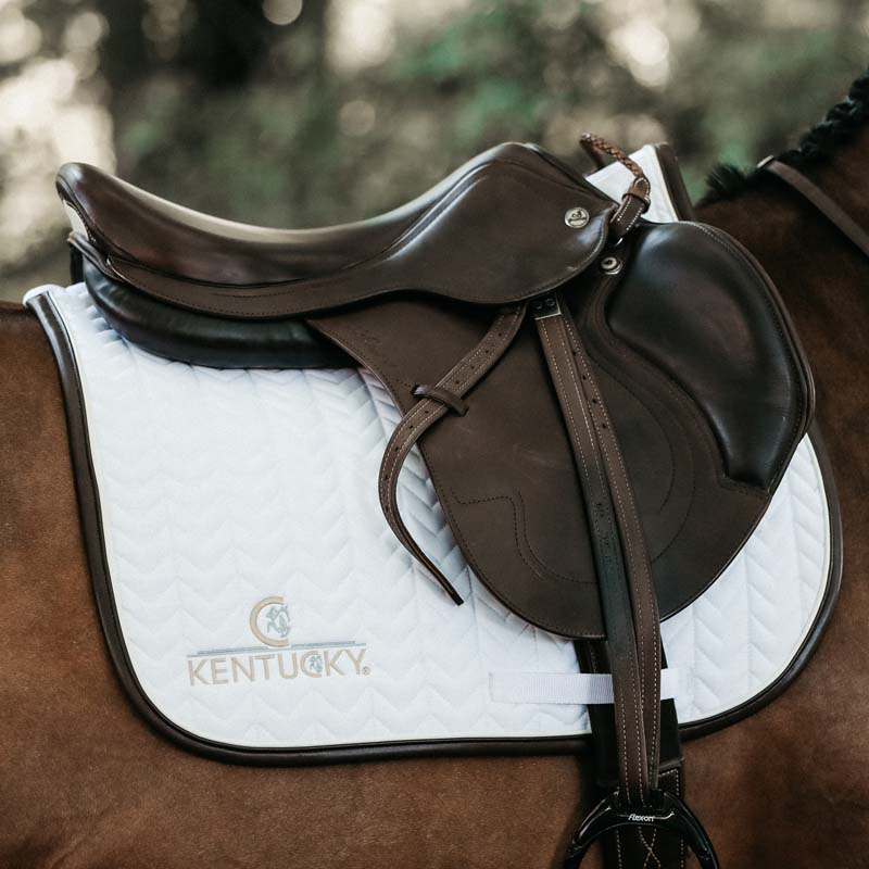 Saddle Pad Leather Fishbone White