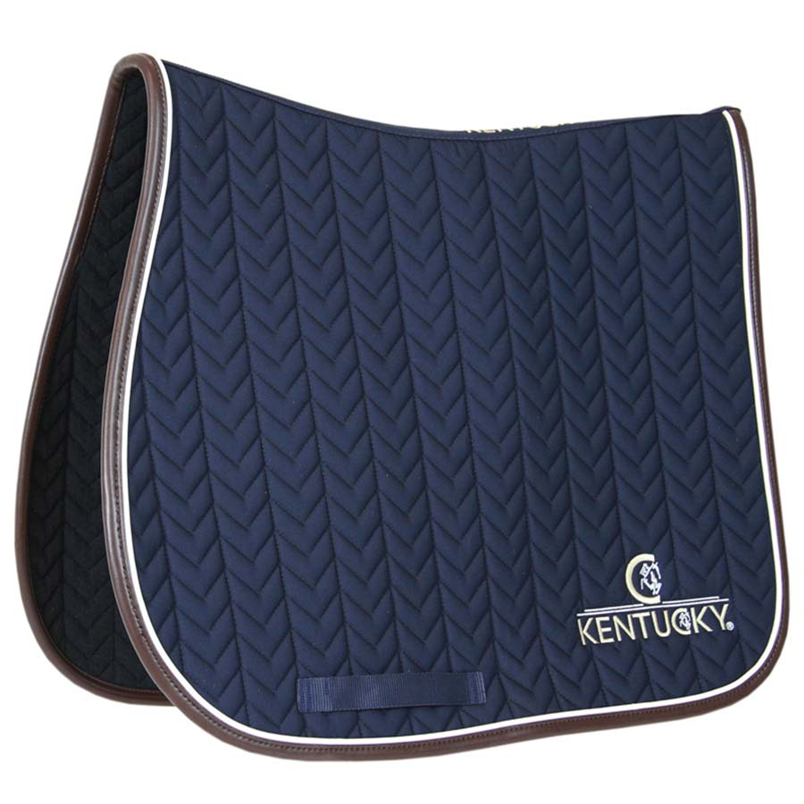 Saddle Pad Leather Fishbone Navy Blue